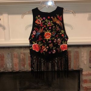 Black fringe top